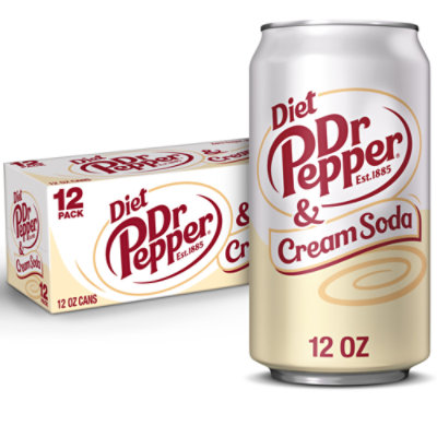 Diet Dr Pepper Soda Pop, 12 fl oz, 12 Pack Cans