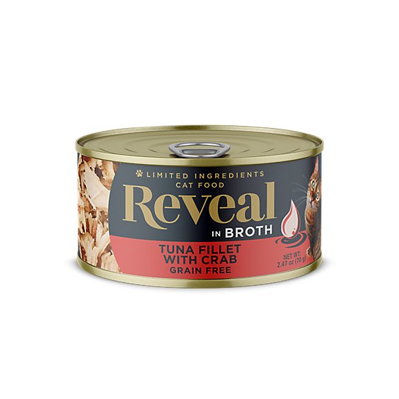 Reveal Cat Food Grain Free Tuna Fillet With Crab Wet In A Natural Broth - 2.47 Oz
