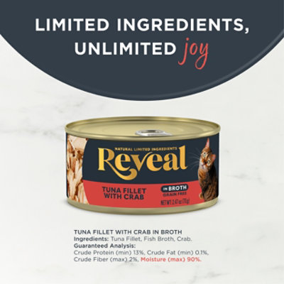 Reveal Cat Food Grain Free Tuna Fillet With Crab Wet In A Natural Broth - 2.47 Oz - Image 3