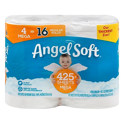 Angel Soft Toilet Paper Base 4 Mega Rolls - 181.13 Sq. Ft. - Image 3