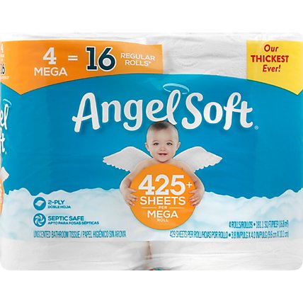 Angel Soft Toilet Paper Base 4 Mega Rolls - 181.13 Sq. Ft. - Image 2
