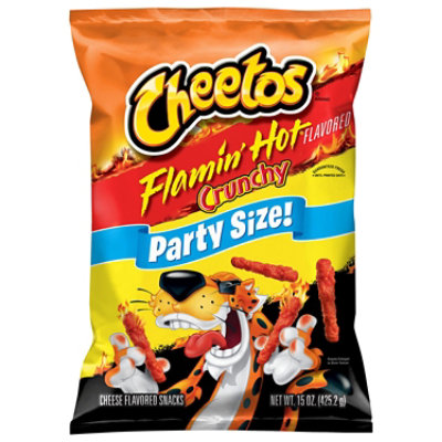 CHEETOS Snacks Cheese Flavored Crunchy Flamin Hot Party Size - 15 Oz - Image 3