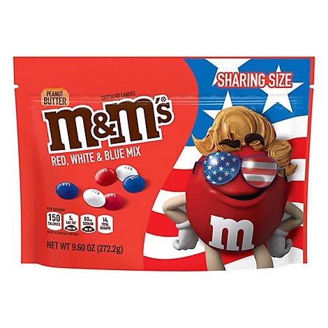 M&MS Red White & Blue Mix Peanut Butter Chocolate Candy Sharing Size - 9.6 Oz