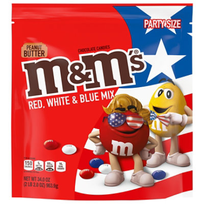 M&M'S Red White & Blue Mix Peanut Butter Chocolate Candy Party Size - 34 Oz - Image 3