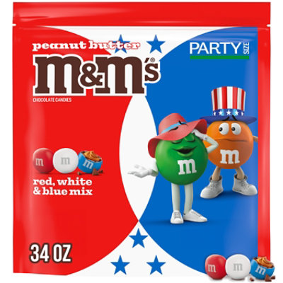 M&M'S Red White & Blue Mix Peanut Butter Chocolate Candy Party Size - 34 Oz - Image 2