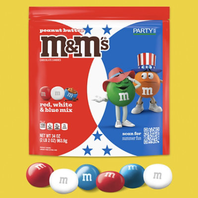 M&M'S Red White & Blue Mix Peanut Butter Chocolate Candy Party Size - 34 Oz - Image 3