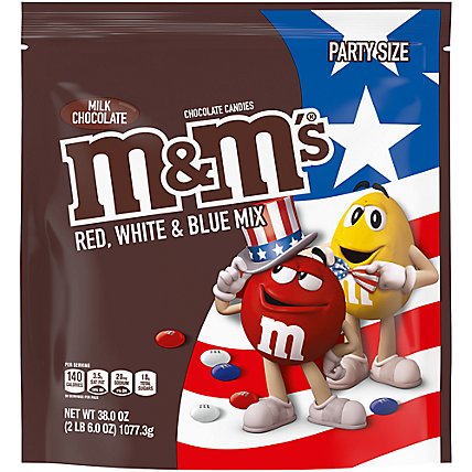 M&M'S Candies Chocolate Red White & Blue Mix Patriotic Milk Chocolate Party Size - 38 Oz - Image 1