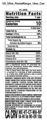 Monster Energy Ultra Fiesta Mango Sugar Free Energy Drink - 16 Fl. Oz. - Image 3