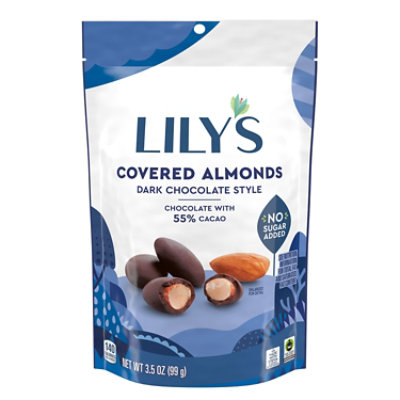 Lilys Dark Chocolate Style No Sugar Added Covered Almonds Bag - 3.5 Oz