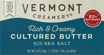 Vermont Creamery Cultured Butter Sticks Sea Salt 2 Count - 8 Oz