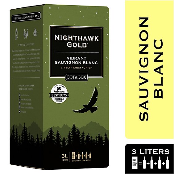 Bota Box Nighthawk Gold Vibrant Sauvignon Blanc White Wine California - 3 Liter