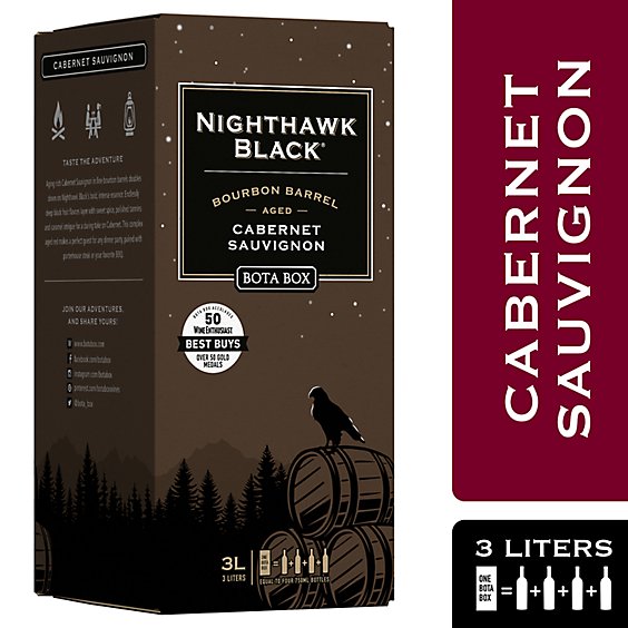 Bota Box Nighthawk Black Bourbon Barrel Cabernet Sauvignon Red Wine California - 3 Liter