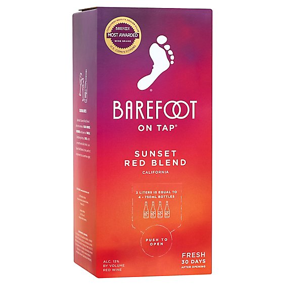 Barefoot On Tap Red Wine Sunset Red Blend Box - 3 Liter