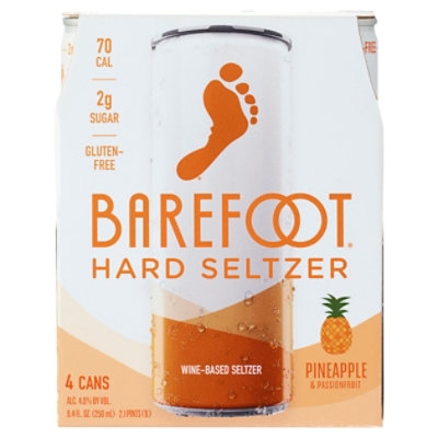 Barefoot Pineapple & Passion Fruit Hard Seltzer  Wine Single Serve Cans - 4-250 Ml