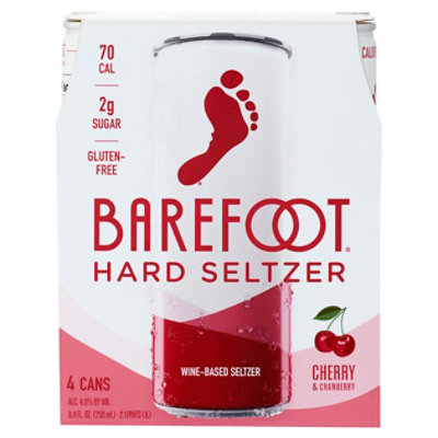 Barefoot Wine Cherry & Cranberry Hard Seltzer Single Serve Cans - 4-250 Ml - Image 1