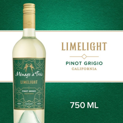 Menage a Trois Limelight Pinot Grigio White Wine Bottle - 750 Ml - Image 1