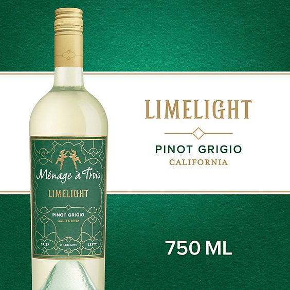 Menage A Trois Limelight Pinot Grigio White Wine Bottle - 750 Ml