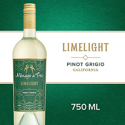 Menage A Trois Limelight Pinot Grigio White Wine Bottle - 750 Ml - Image 1