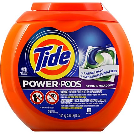 Tide Power PODS Liquid Laundry Detergent Pacs Hygienic Clean Spring Meadow - 21 Count - Image 2