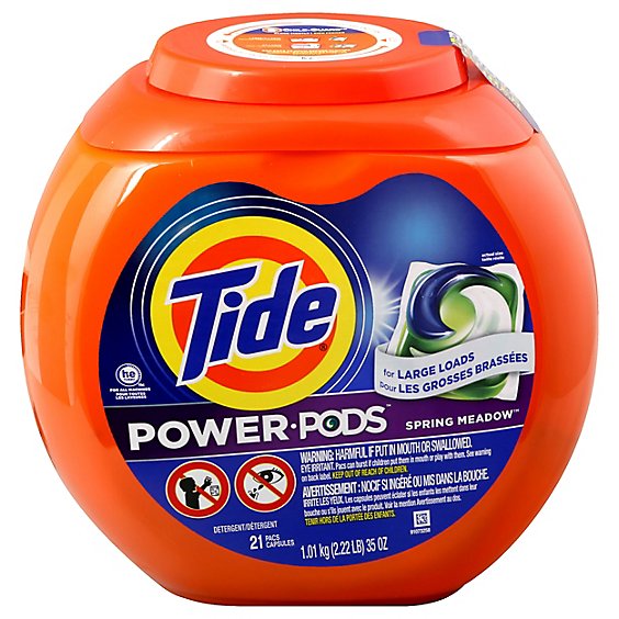 Tide Power PODS Liquid Laundry Detergent Pacs Hygienic Clean Spring Meadow - 21 Count
