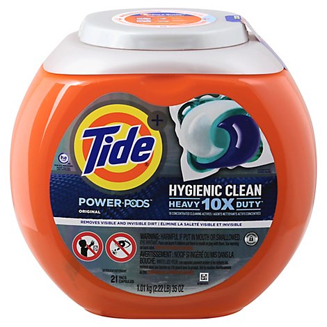 Tide Plus Laundry Detergent Pacs Power Pods Heavy 10x Duty Original - 21 Count