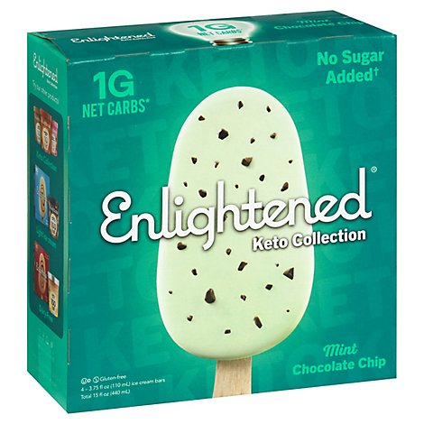 Enlightened Keto Collection Ice Cream Bars Mint Chocolate Chip - 4-3.75 Fl. Oz