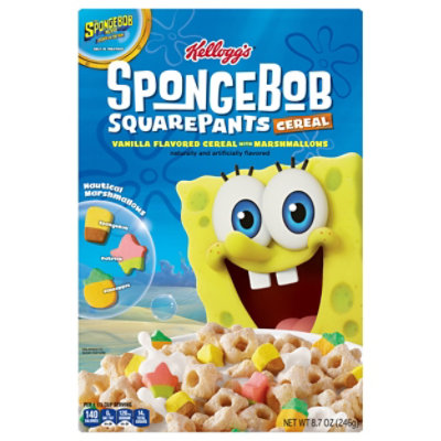 Kelloggs SpongeBob SquarePants Breakfast Cereal Vanilla Flavored with Marshmallows - 8.7 Oz