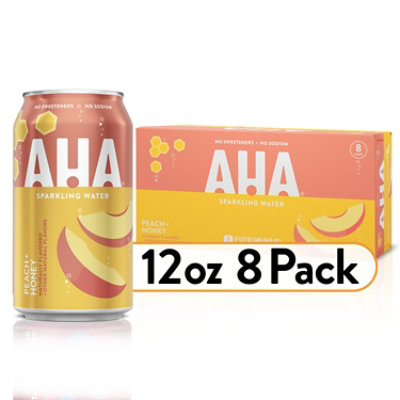 AHA Sparkling Water Peach Honey - 8-12 Fl. Oz. - Image 1