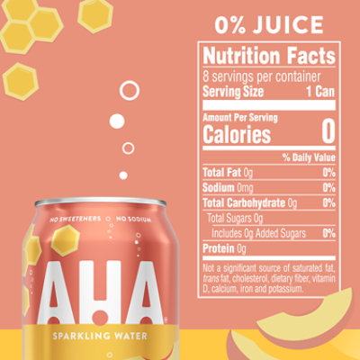 AHA Sparkling Water Peach Honey - 8-12 Fl. Oz. - Image 4