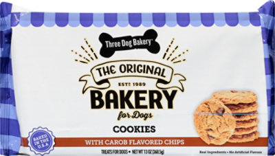 Three Dog Bakery Carob  Flavored Chips Dog Cookies - 13 Oz - Image 1