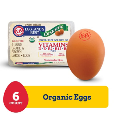 Egglands Best Organic Large Brown Eggs  - 6 Count - Image 1