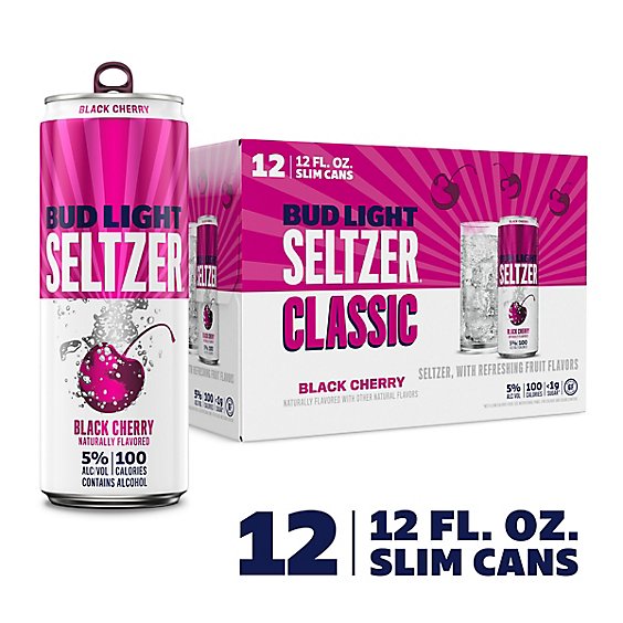 Bud Light Gluten Free Black Cherry Hard Seltzer Slim Cans - 12-12 Fl. Oz.