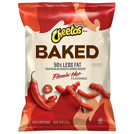 CHEETOS Baked Flamin Hot Cheese Flavored Snacks Plastic Bag - 2.75 Oz