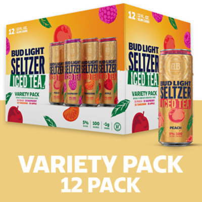 Bud Light Peach Raspberry Tangerine & Apple Iced Tea Seltzer Variety Pack Cans - 12-12 Fl. Oz. - Image 1