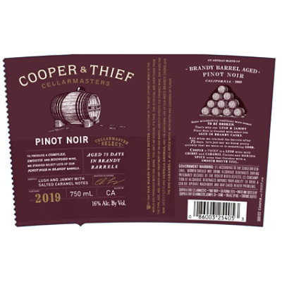 Cooper & Thief Brandy Barrel Aged Pinot Noir Red Wine - 750 Ml - Image 4