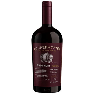 Cooper & Thief Brandy Barrel Aged Pinot Noir Red Wine Bottle - 750 Ml