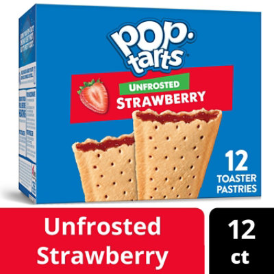 Pop-Tarts Toaster Pastries Breakfast Foods Unfrosted Strawberry 12 Count - 20.3 Oz - Image 1