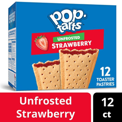 Pop-Tarts Toaster Pastries Breakfast Foods Unfrosted Strawberry 12 Count - 20.3 Oz