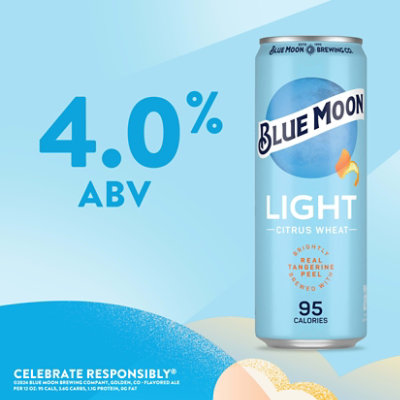 Blue Moon Light Craft Ale with Tangerine Peel Beer 4% ABV Cans - 12-12 Fl. Oz. - Image 3