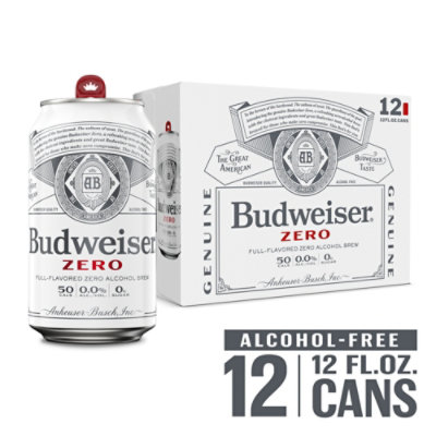 Budweiser Zero Non Alcoholic Beer Cans - 12-12 Fl. Oz. - Image 1