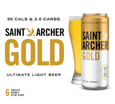 Saint Archer Gold Beer Lager Light 4.2% ABV Cans - 6-12 Fl. Oz. - Image 2