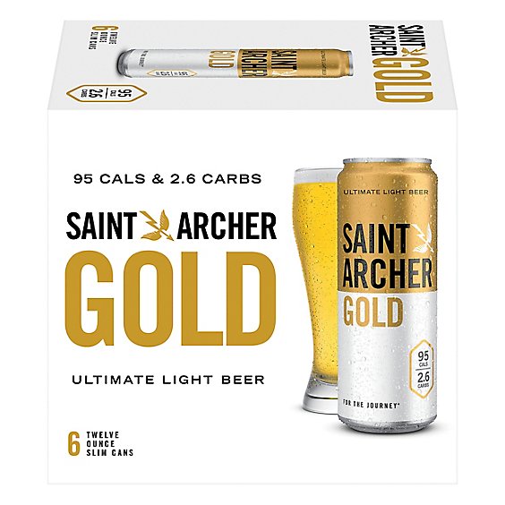 Saint Archer Gold Beer Lager Light 4.2% ABV Cans - 6-12 Fl. Oz.