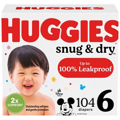 Huggies Snug & Dry Diapers Size 6 Huge Pack - 104 Count