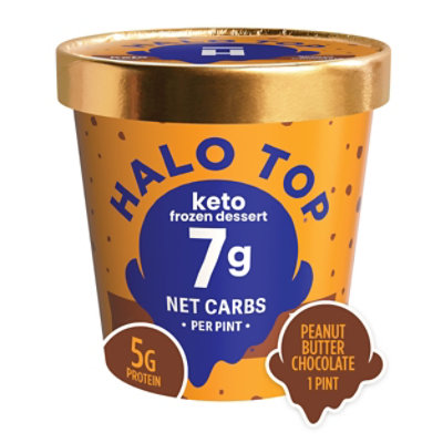 Halo Top Keto Peanut Butter Chocolate Frozen Dessert Sweet Treat for Fall Pint 16 Fl. Oz