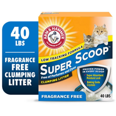 ARM & HAMMER Super Scoop Fragrance Free Clumping Clay Cat Litter - 40 Lb - Image 1