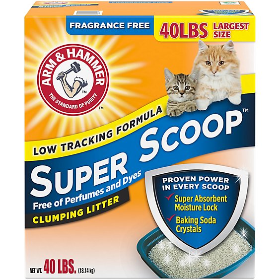 ARM & HAMMER Super Scoop Fragrance Free Clumping Clay Cat Litter - 40 Lb