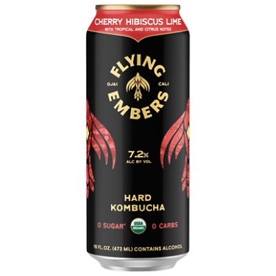 Flying Embers Black Cheery Hard Kombucha In Cans - 16 Fl. Oz.