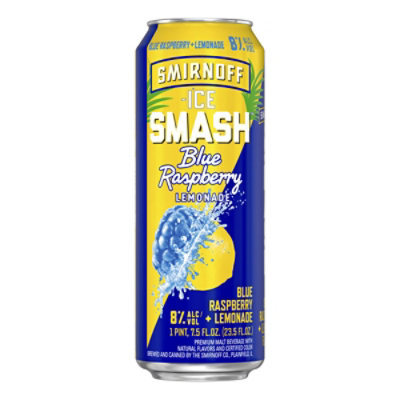 Smirnoff Ice Smash Blue Raspberry and Blackberry 8% ABV Single Can - 23.5 Oz - Image 1