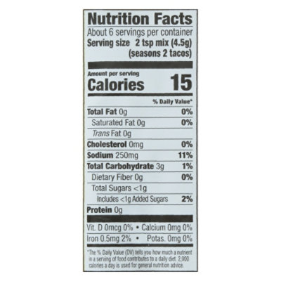 Signature SELECT Taco Less Sodium Seasoning Mix - 1 Oz - Image 4