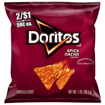 DORITOS Spicy Nacho Tortilla Chips 1.0 Ounce Plastic Bag - 1 Oz